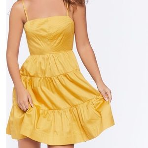 Marigold Babydoll Cutout Mini Dress - Cotton Tiered Embroidered Top Tie Back
